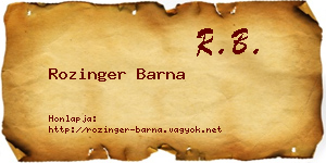 Rozinger Barna névjegykártya